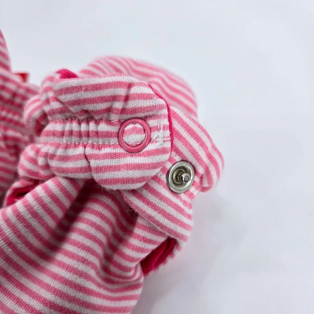 Zutano Pink and White Candy Stripe Cotton Baby Booties Size 3M‎